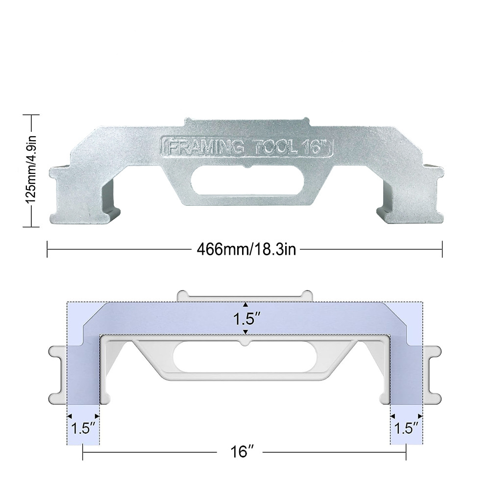 Outils d'encadrement, outil de disposition des goujons de 16 pouces, outil d'espacement de l'encadrement en aluminium