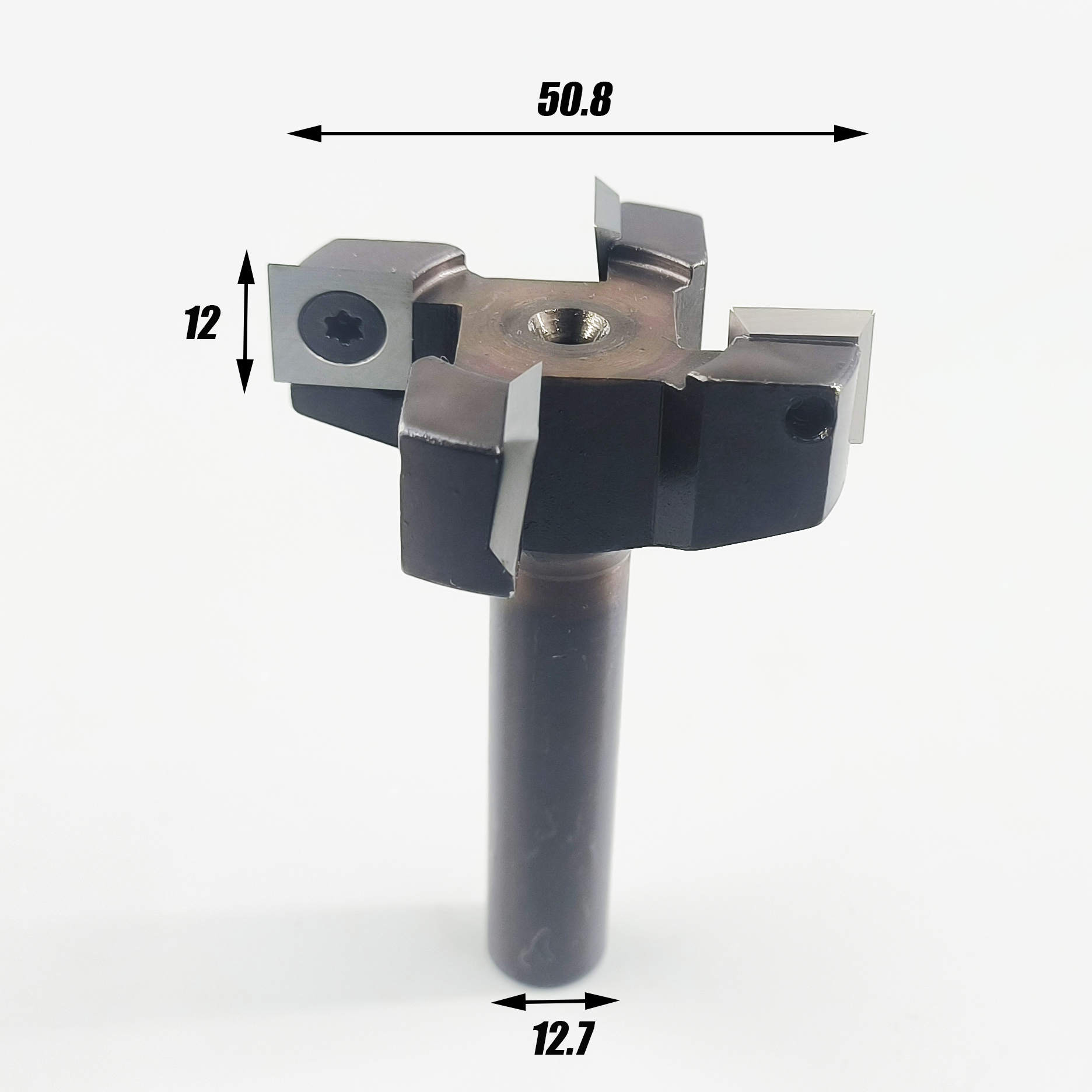  Mèche de routeur d'aplatissement de tige de 1/2 pouces à 4 ailes, CNC mèches de routeur de surface de panneau de gâchis